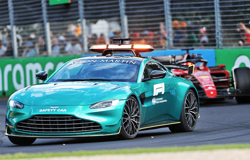 Aston Martin F1 Safety Car on track