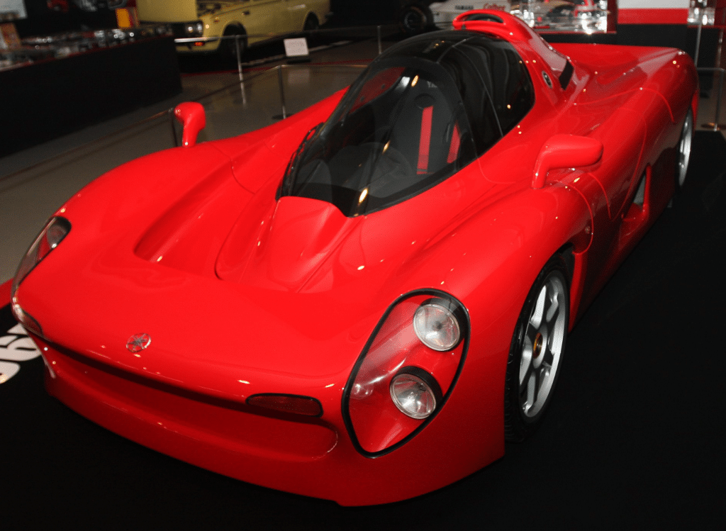 Red Yamaha OX99-11 prototype on display indoors