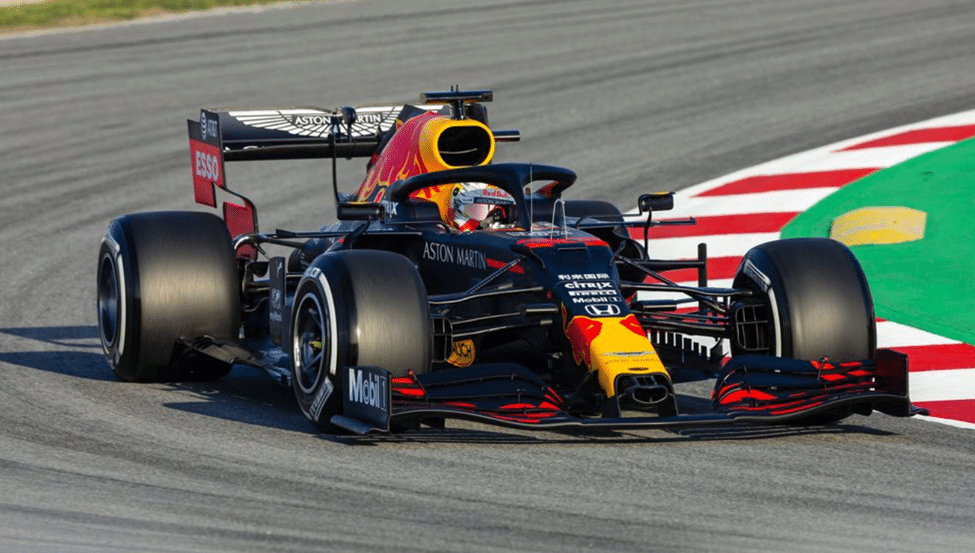 Red Bull F1 car on track during a practice session
