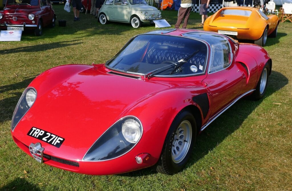 Red Alfa Romeo 33 Stradale at a classic car show